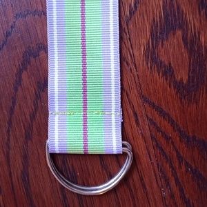 Grosgrain Ribbon Belt in Lavender, White, Light Green, and Purple Stripes